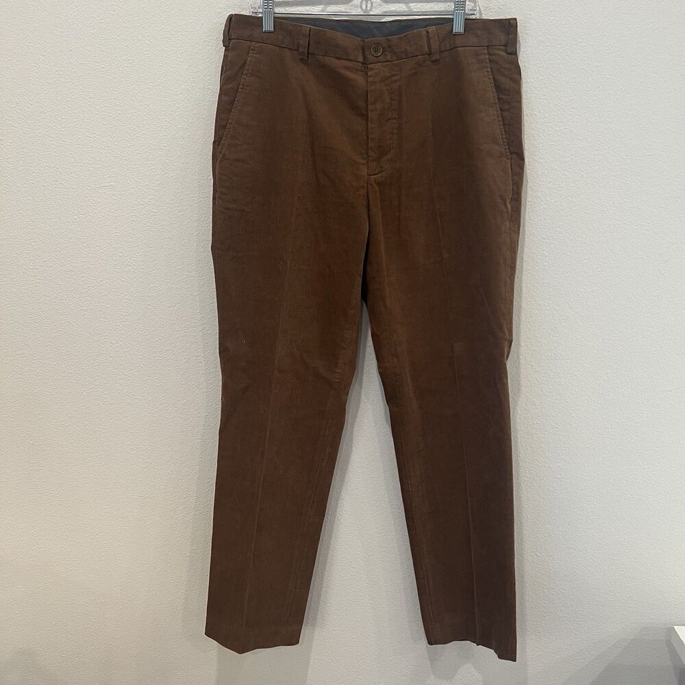 Brooks Brothers Clark Brown Corduroy Pants Mens 36x32 Straight Fit Stretch